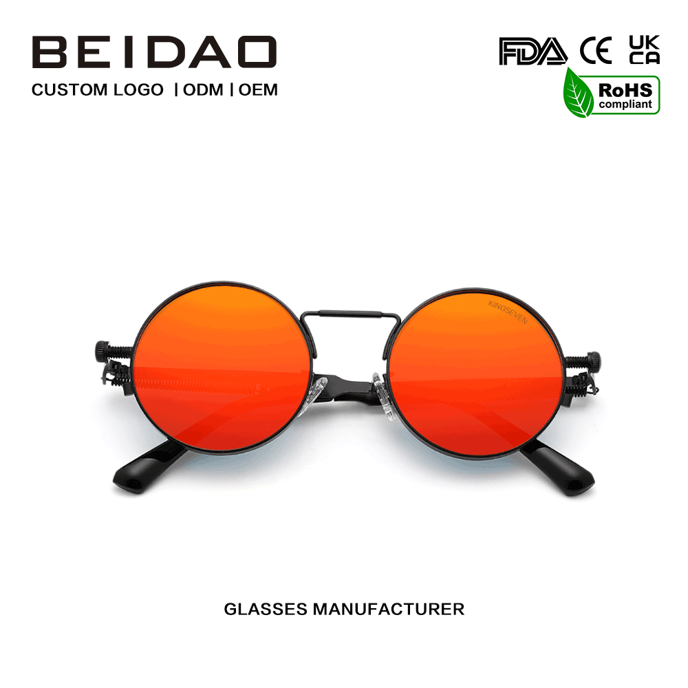 Lunettes de soleil polarisées à monture métallique rouge UV400 de styliste