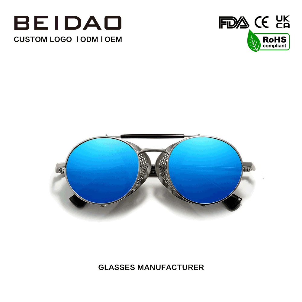 Lunettes de mode à monture ronde en alliage de styliste