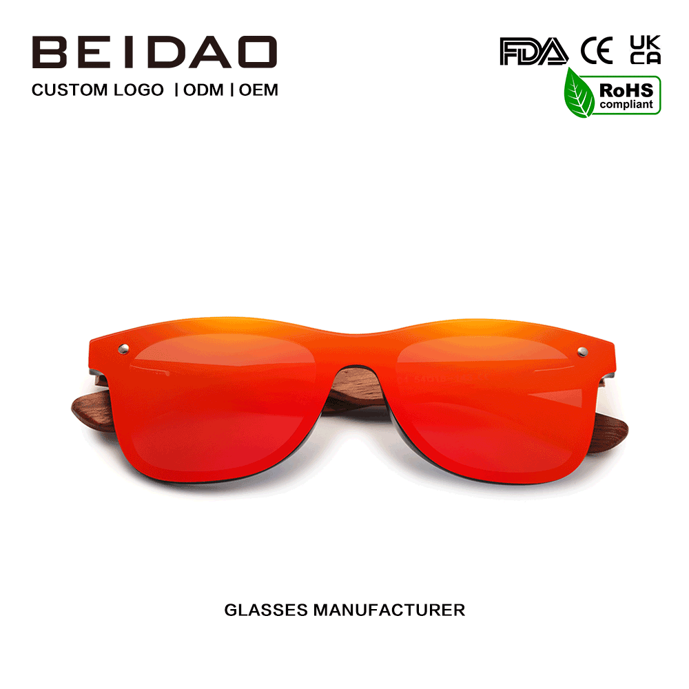 Pour lunettes de soleil polarisées unisexes originales Bubinga Wood Red