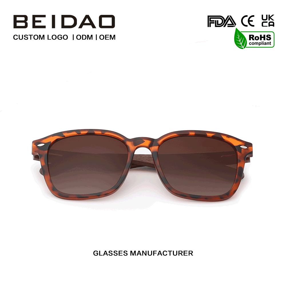 Lunettes de soleil polarisées à monture TR90 en bois Wlanut de haute qualité