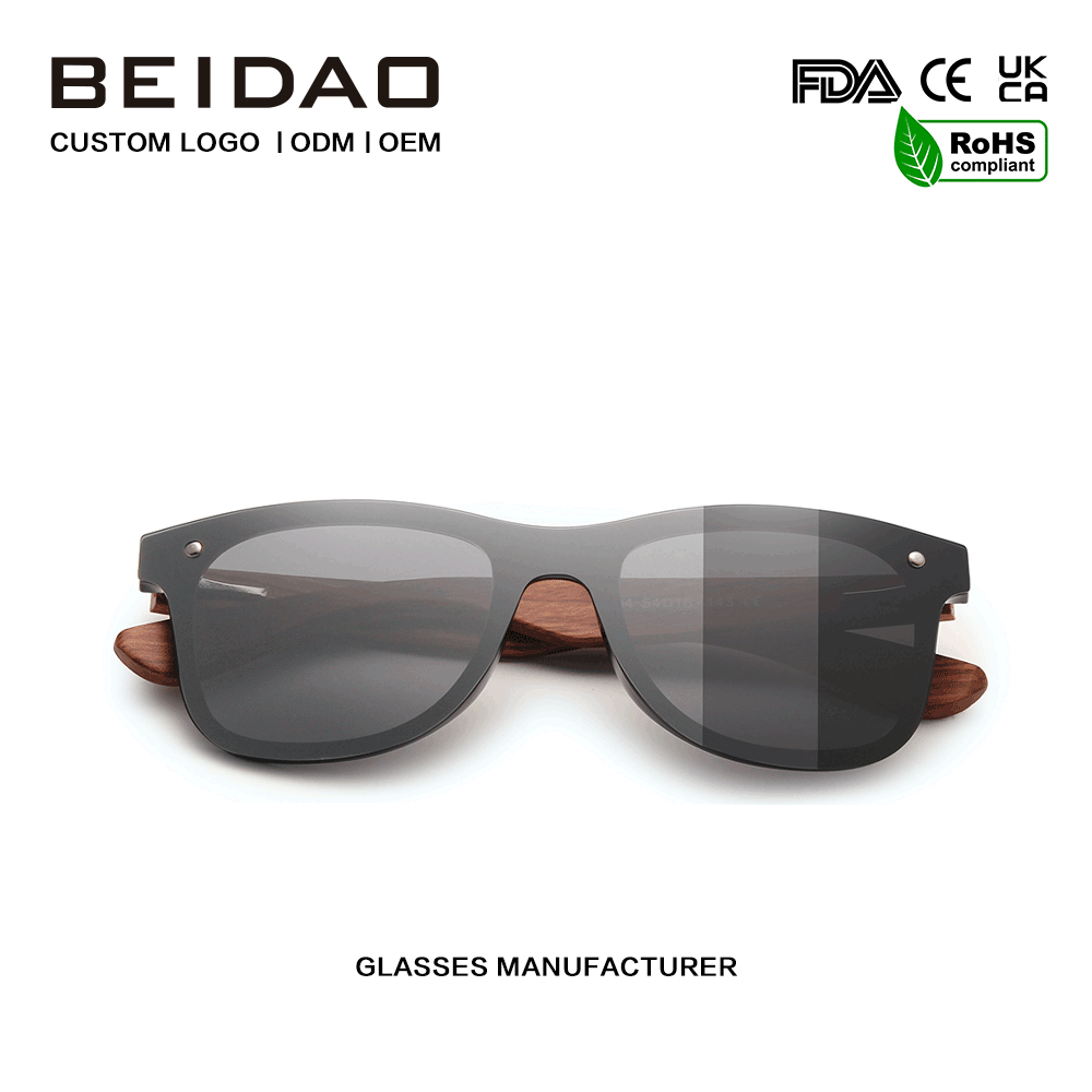Lunettes de soleil polarisées originales en bois de Bubinga, argent, offre spéciale
