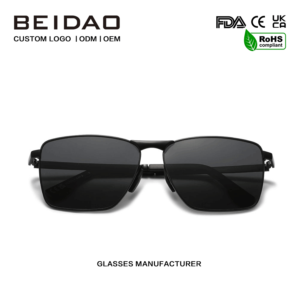 Lunettes de soleil polarisantes UV400 carrées en alliage de luxe