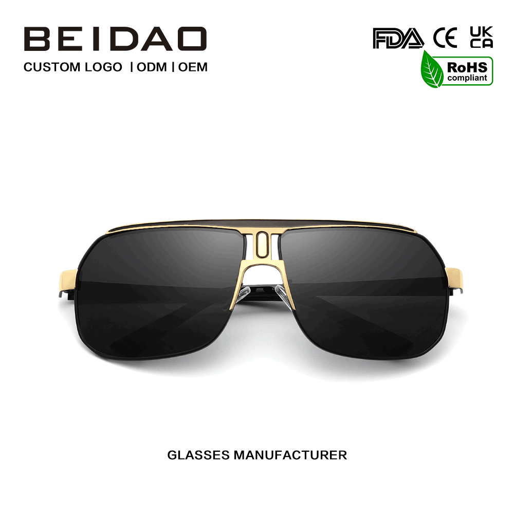 Lunettes de soleil modernes à grande monture en alliage UV400