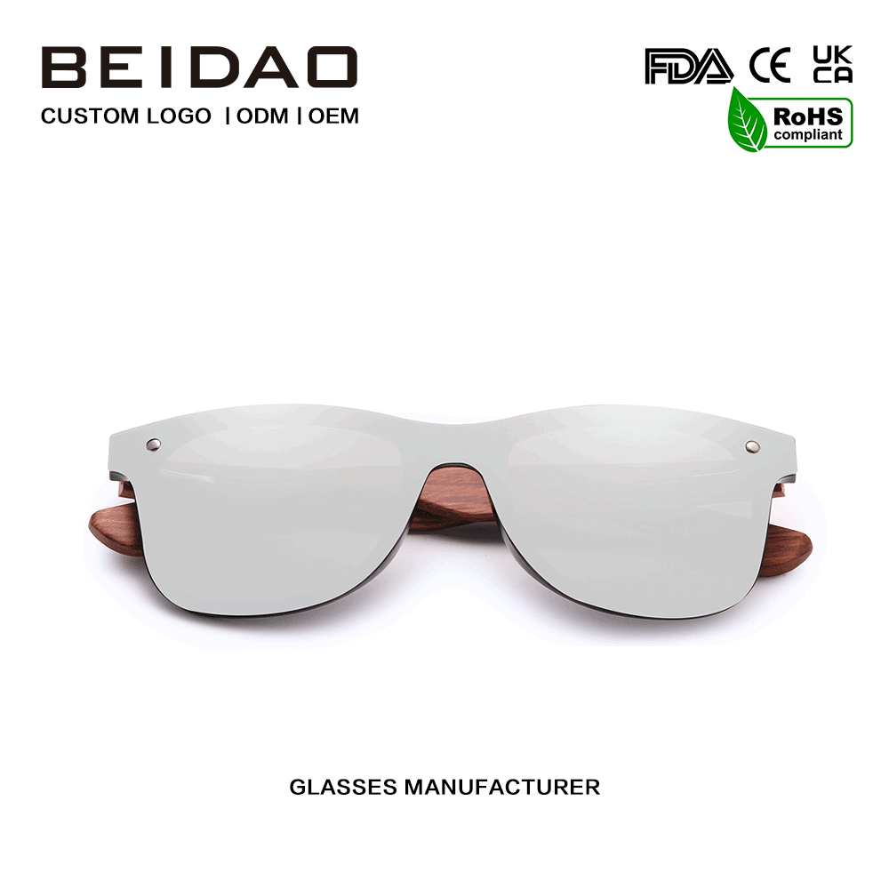 Lunettes de soleil polarisées modernes et originales en bois de Bubinga argenté