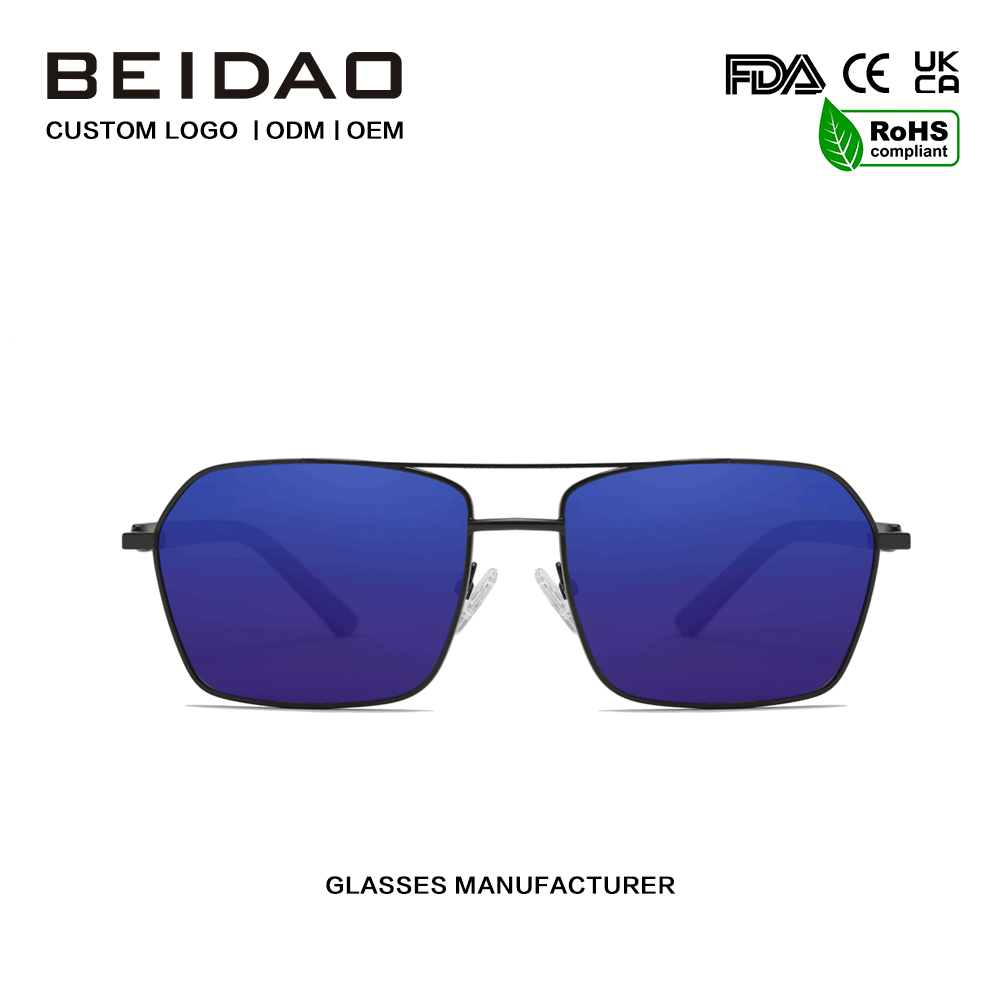 Lunettes de soleil à lentille UV400 bleues en alliage d'aluminium rétro modernes pour la conduite