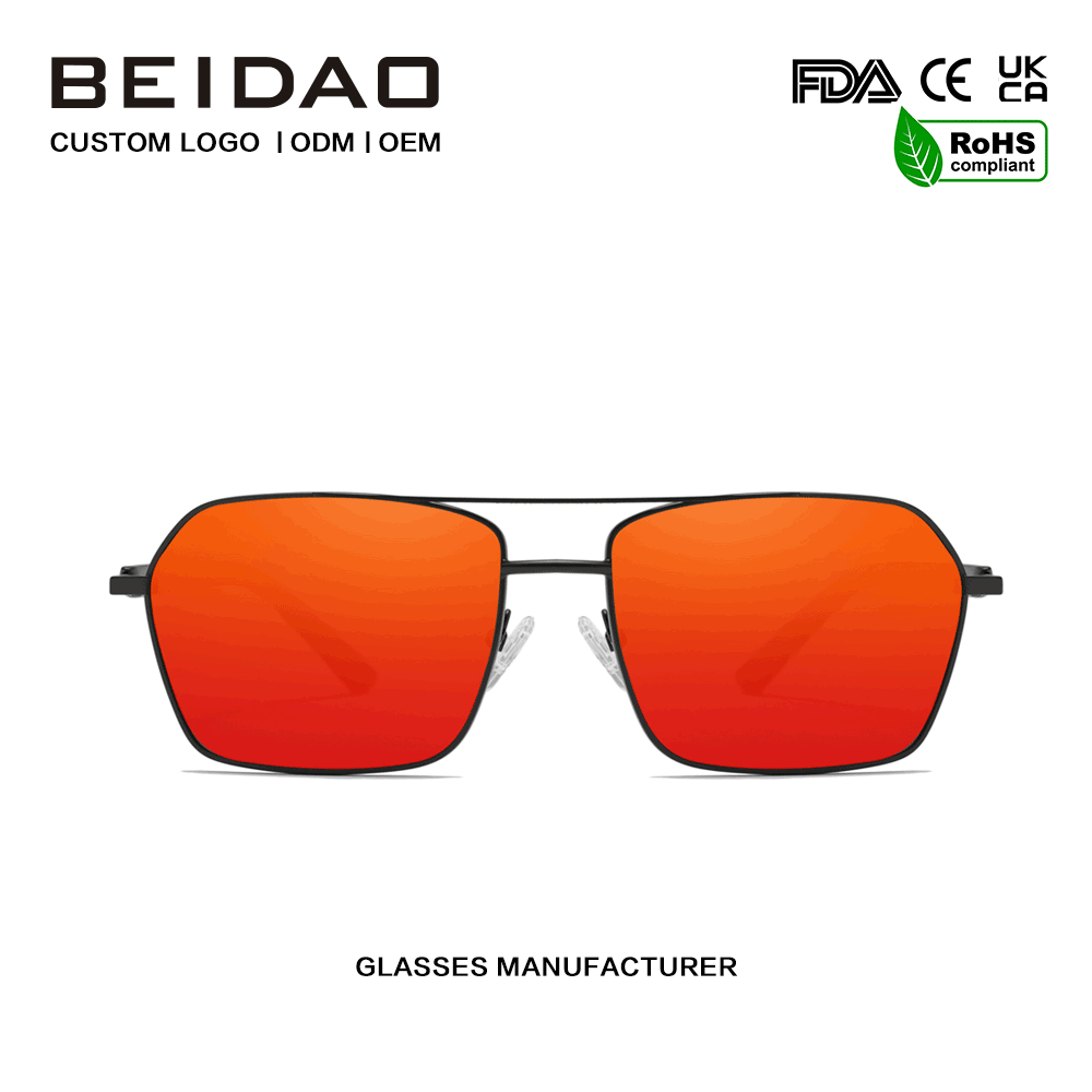 Lunettes de soleil à lentille UV400 rouges en alliage d'aluminium rétro modernes, conduite