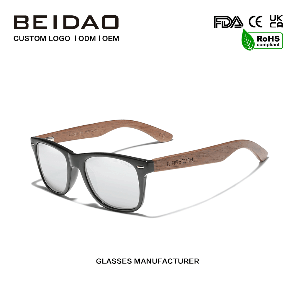 Lunettes de soleil de protection UV400 polarisées en noyer modernes, pour la conduite