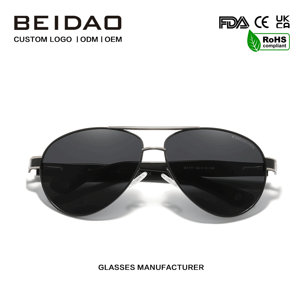 Lunettes de pilote polarisées à protection UV400 avec branches à âme métallique
