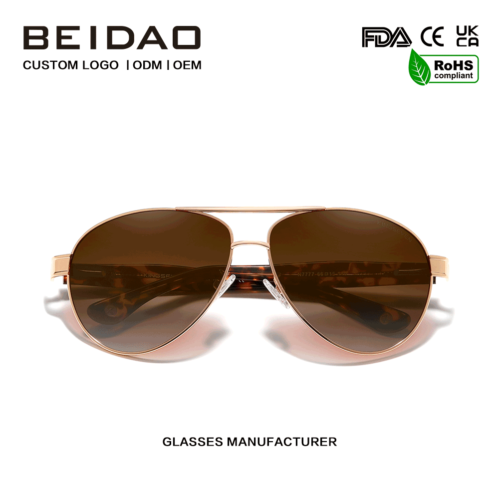 Lunettes de soleil pilotes polarisées à protection UV400 avec branches à âme métallique