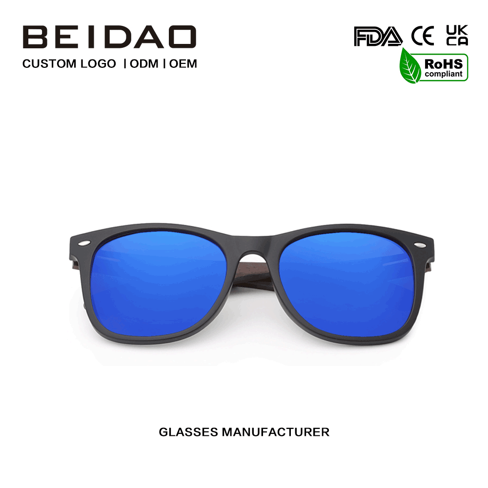 Lunettes de soleil TR90 unisexes en bois bleu noyer, conduite de vacances