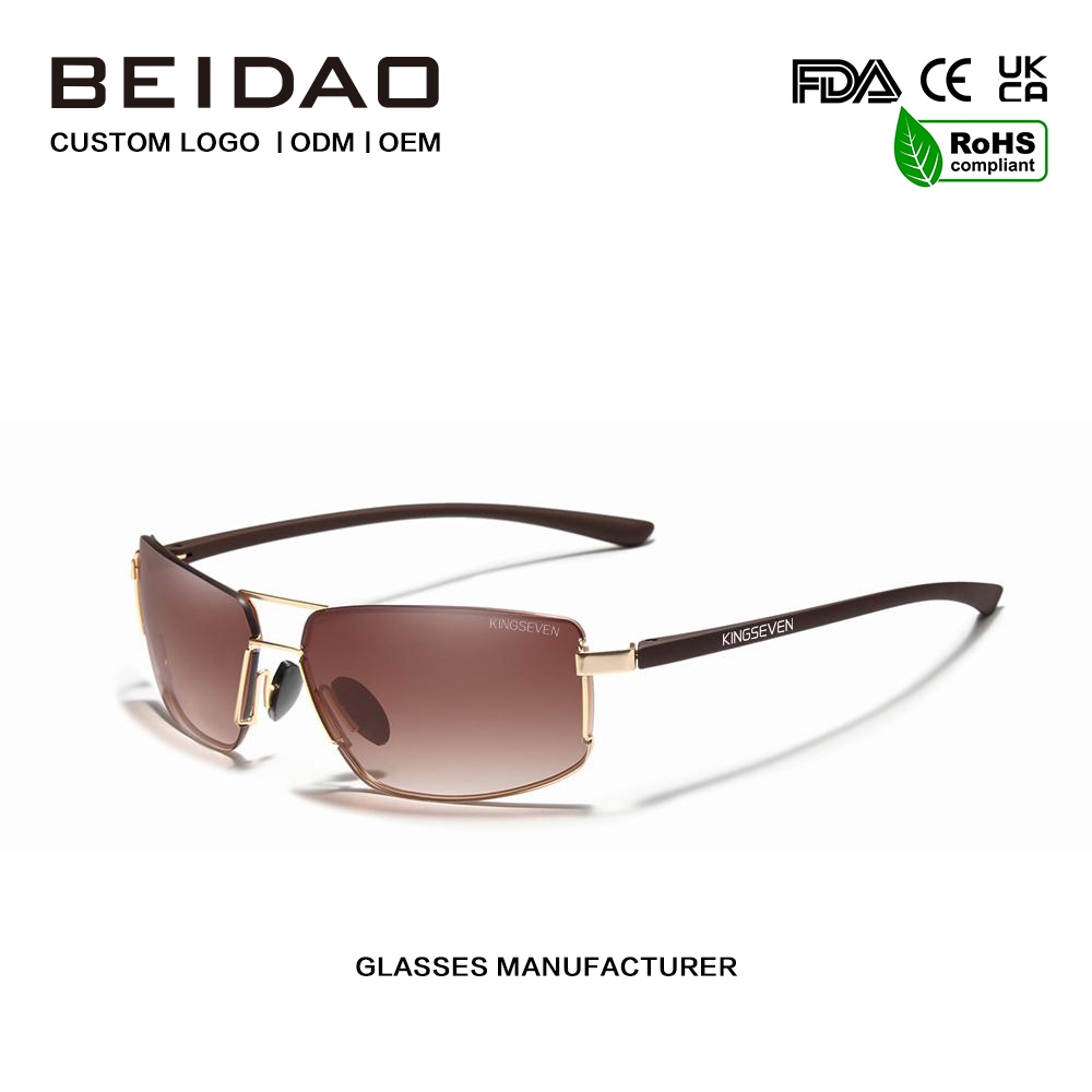 Lunettes de soleil polarisées unisexes carrées vintage en aluminium